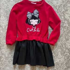 Mayoral Red Dress with Black Graphic